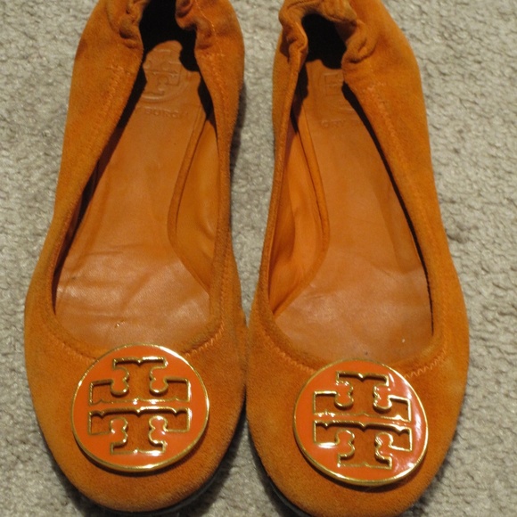 Tory Burch Shoes - Tory Burch Reva Orange Suede Ballet Flats Size 6